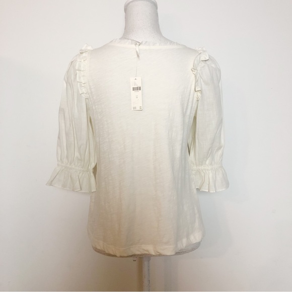 NWT By Anthropologie Smocked Puff-Sleeve Knit Top in Ivory Size XS - Picture 4 of 16